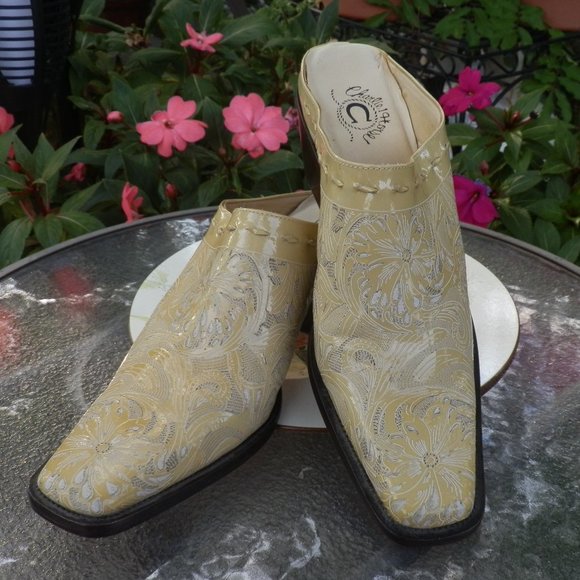 LUCCHESE Charlie 1 Horse BOOTS Western Leather Mule Slides Cream size 7B - Picture 1 of 4